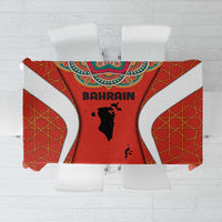 Bahrain Mandala Pattern Tablecloth with National Map and Arabic Geometric Design