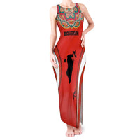 Bahrain Mandala Pattern Tank Maxi Dress with National Map and Arabic Geometric Design