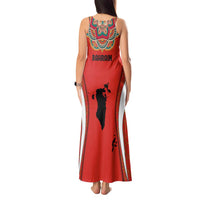 Bahrain Mandala Pattern Tank Maxi Dress with National Map and Arabic Geometric Design