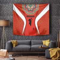 Bahrain Mandala Pattern Tapestry with National Map and Arabic Geometric Design