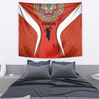 Bahrain Mandala Pattern Tapestry with National Map and Arabic Geometric Design