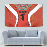 Bahrain Mandala Pattern Tapestry with National Map and Arabic Geometric Design