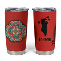 Bahrain Mandala Pattern Tumbler Cup with National Map and Arabic Geometric Design