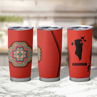 Bahrain Mandala Pattern Tumbler Cup with National Map and Arabic Geometric Design