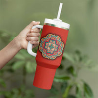 Bahrain Mandala Pattern Tumbler With Handle with National Map and Arabic Geometric Design