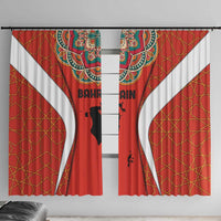 Bahrain Mandala Pattern Window Curtain with National Map and Arabic Geometric Design