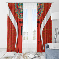 Bahrain Mandala Pattern Window Curtain with National Map and Arabic Geometric Design