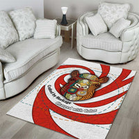 Bahrain Tribal Camel Area Rug with Red Mosaic Swirl and Heritage Slogan
