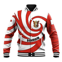 Bahrain Tribal Camel Baseball Jacket with Red Mosaic Swirl and Heritage Slogan