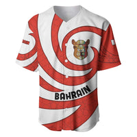 Bahrain Tribal Camel Baseball Jersey with Red Mosaic Swirl and Heritage Slogan