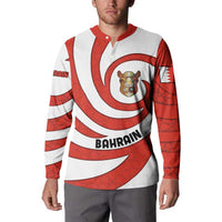 Bahrain Tribal Camel Button Sweatshirt with Red Mosaic Swirl and Heritage Slogan