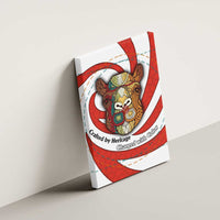 Bahrain Tribal Camel Canvas Wall Art with Red Mosaic Swirl and Heritage Slogan