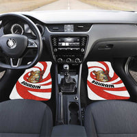 Bahrain Tribal Camel Car Mats with Red Mosaic Swirl and Heritage Slogan