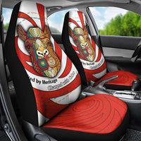 Bahrain Tribal Camel Car Seat Cover with Red Mosaic Swirl and Heritage Slogan