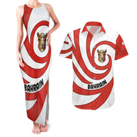 Bahrain Tribal Camel Couples Matching Tank Maxi Dress and Hawaiian Shirt with Red Mosaic Swirl and Heritage Slogan