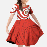 Bahrain Tribal Camel Family Matching Summer Maxi Dress and Hawaiian Shirt with Red Mosaic Swirl and Heritage Slogan