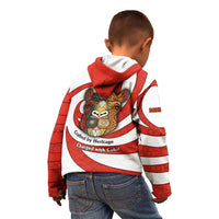 Bahrain Tribal Camel Kid Hoodie with Red Mosaic Swirl and Heritage Slogan