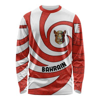 Bahrain Tribal Camel Long Sleeve Shirt with Red Mosaic Swirl and Heritage Slogan
