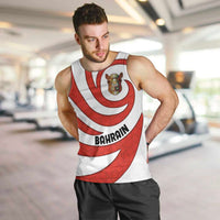 Bahrain Tribal Camel Men Tank Top with Red Mosaic Swirl and Heritage Slogan