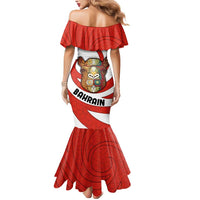 Bahrain Tribal Camel Mermaid Dress with Red Mosaic Swirl and Heritage Slogan