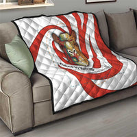 Bahrain Tribal Camel Quilt with Red Mosaic Swirl and Heritage Slogan
