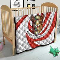 Bahrain Tribal Camel Quilt with Red Mosaic Swirl and Heritage Slogan