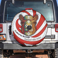 Bahrain Tribal Camel Spare Tire Cover with Red Mosaic Swirl and Heritage Slogan