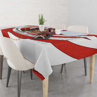 Bahrain Tribal Camel Tablecloth with Red Mosaic Swirl and Heritage Slogan