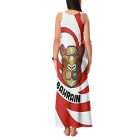 Bahrain Tribal Camel Tank Maxi Dress with Red Mosaic Swirl and Heritage Slogan