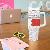 Bahrain Tribal Camel Tumbler With Handle with Red Mosaic Swirl and Heritage Slogan