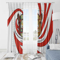 Bahrain Tribal Camel Window Curtain with Red Mosaic Swirl and Heritage Slogan