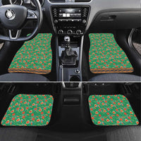 Traditional Malaysian Batik Floral Car Mats with Green Tulip and Red Blossom Pattern