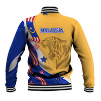 Malaysian Tiger and National Flag Baseball Jacket with Royal Gold and Blue Design