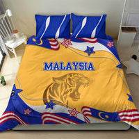 Malaysian Tiger and National Flag Bedding Set with Royal Gold and Blue Design