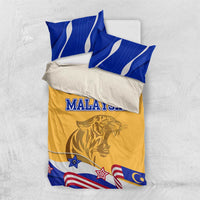 Malaysian Tiger and National Flag Bedding Set with Royal Gold and Blue Design