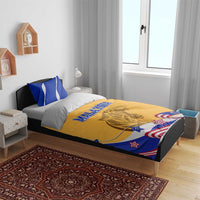 Malaysian Tiger and National Flag Bedding Set with Royal Gold and Blue Design