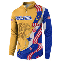 Malaysian Tiger and National Flag Button Sweatshirt with Royal Gold and Blue Design