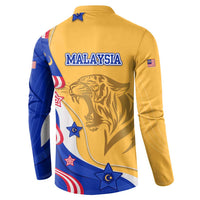 Malaysian Tiger and National Flag Button Sweatshirt with Royal Gold and Blue Design