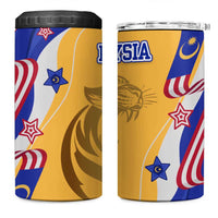 Malaysian Tiger and National Flag 4 in 1 Can Cooler Tumbler with Royal Gold and Blue Design