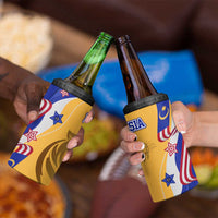 Malaysian Tiger and National Flag 4 in 1 Can Cooler Tumbler with Royal Gold and Blue Design