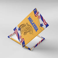 Malaysian Tiger and National Flag Canvas Wall Art with Royal Gold and Blue Design