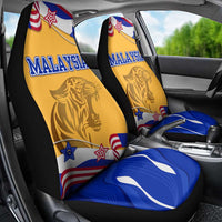 Malaysian Tiger and National Flag Car Seat Cover with Royal Gold and Blue Design