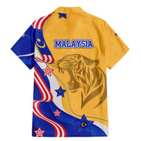 Malaysian Tiger and National Flag Family Matching Mermaid Dress and Hawaiian Shirt with Royal Gold and Blue Design