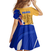 Malaysian Tiger and National Flag Family Matching Puletasi and Hawaiian Shirt with Royal Gold and Blue Design