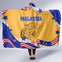 Malaysian Tiger and National Flag Hooded Blanket with Royal Gold and Blue Design