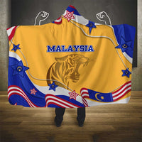 Malaysian Tiger and National Flag Hooded Blanket with Royal Gold and Blue Design