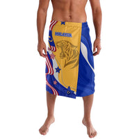 Malaysian Tiger and National Flag Lavalava with Royal Gold and Blue Design