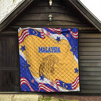Malaysian Tiger and National Flag Quilt with Royal Gold and Blue Design