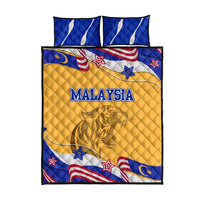 Malaysian Tiger and National Flag Quilt Bed Set with Royal Gold and Blue Design