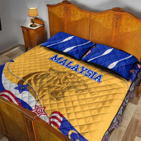 Malaysian Tiger and National Flag Quilt Bed Set with Royal Gold and Blue Design